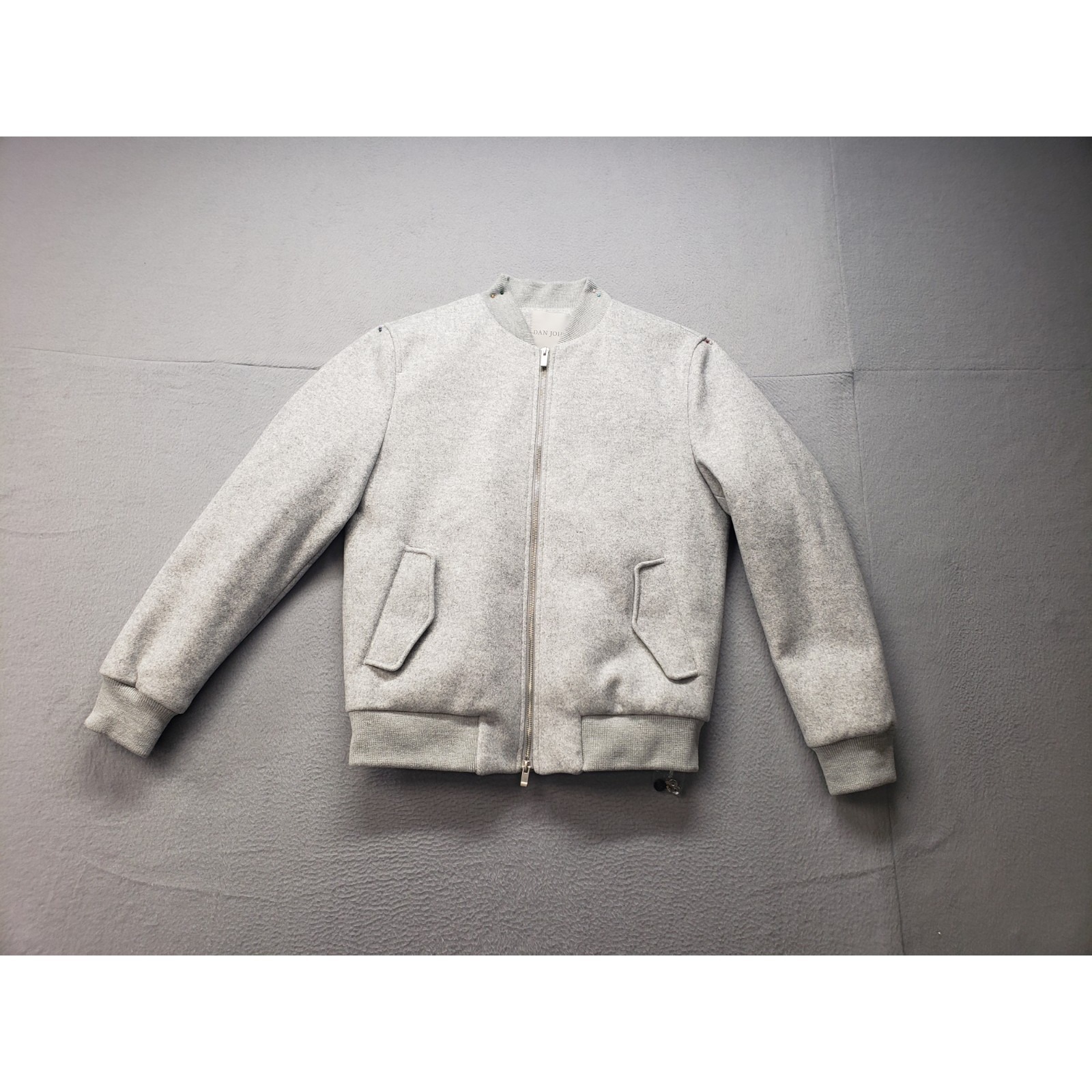 Dan John Men Bomber Jacket L Light Gray Full Zip Pockets Outerwear Regular Fit